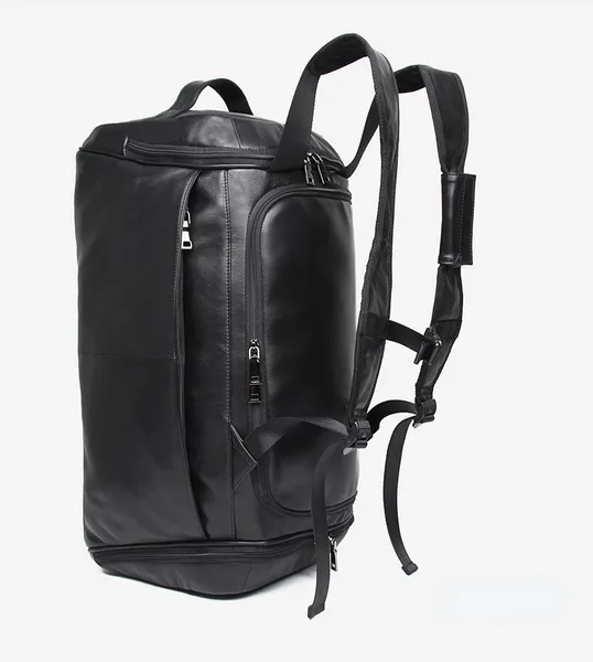 Black Causal Travel Gym Leather Duffel Bag