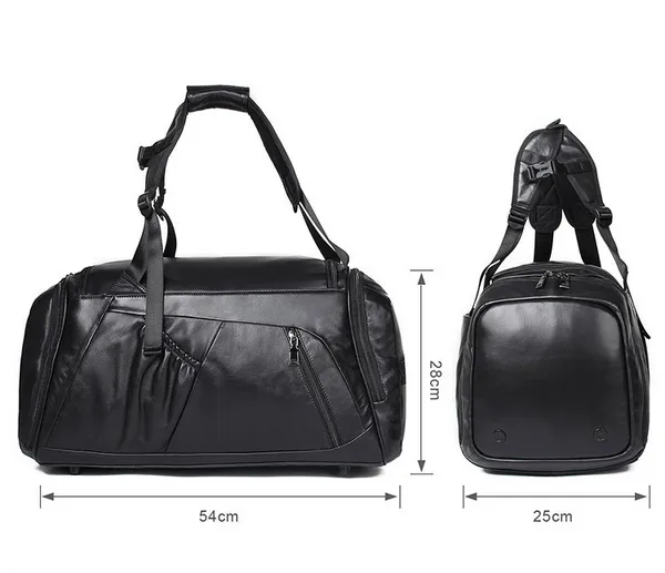 Black Causal Travel Gym Leather Duffel Bag