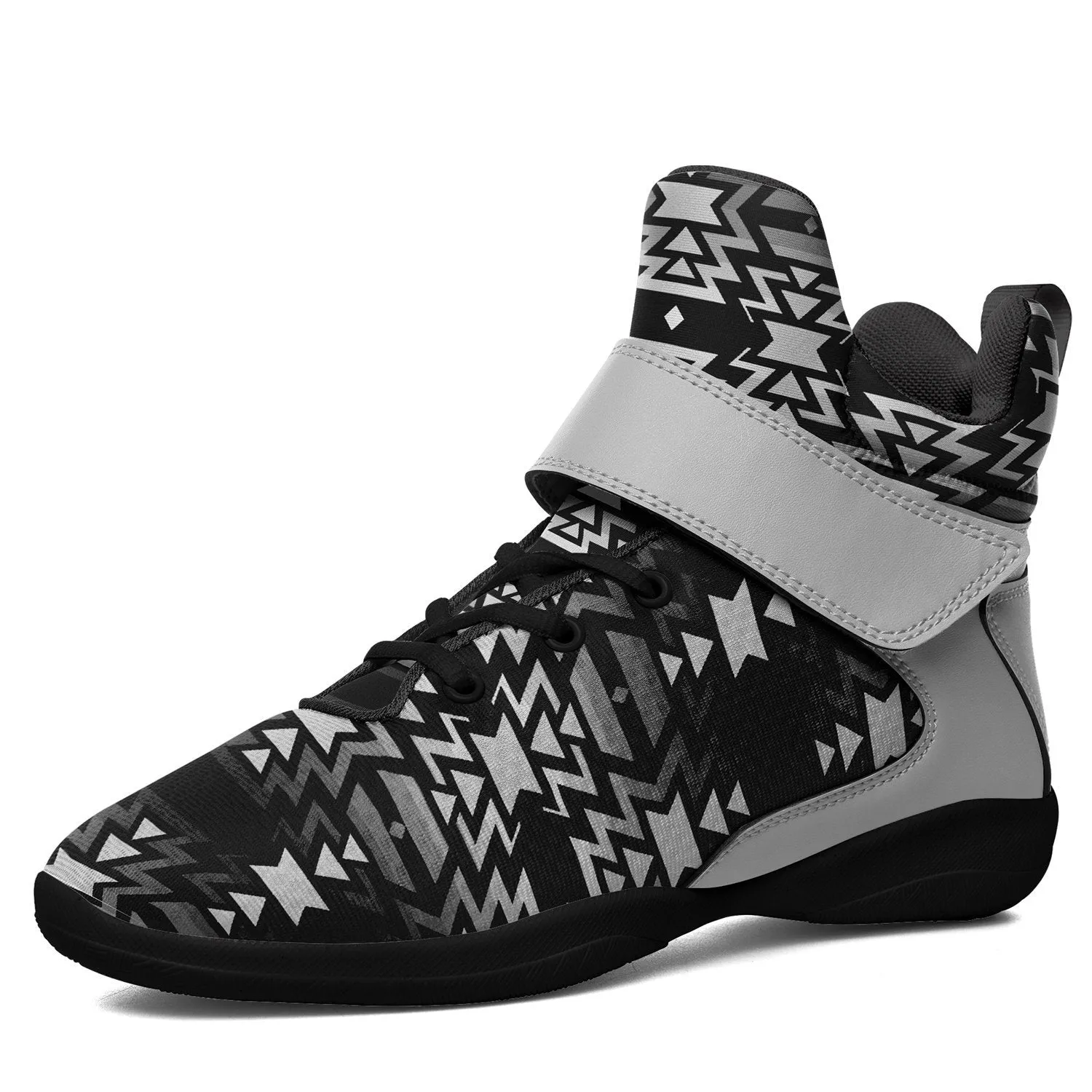 Black Fire Black and White Kid's Ipottaa Basketball / Sport High Top Shoes