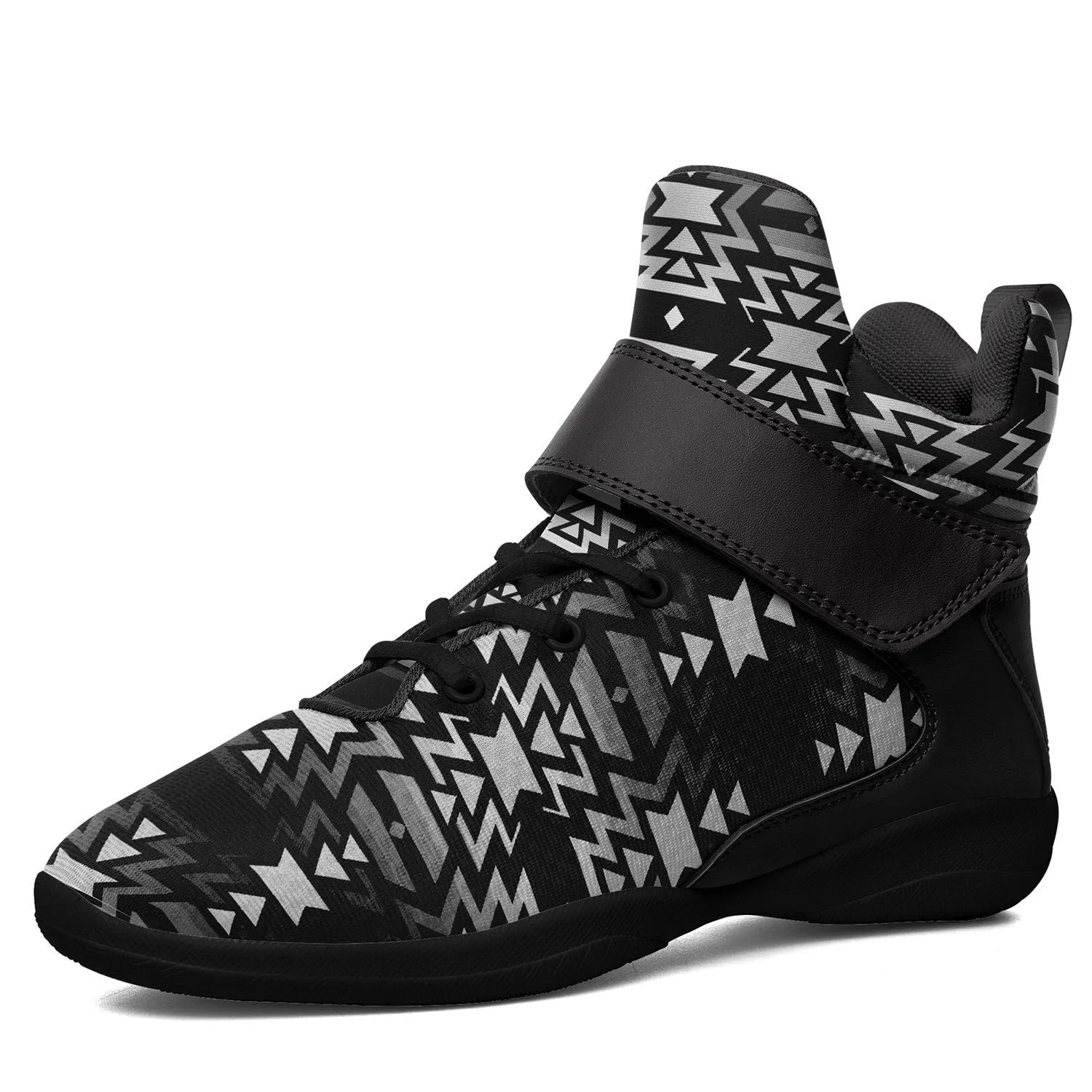 Black Fire Black and White Kid's Ipottaa Basketball / Sport High Top Shoes