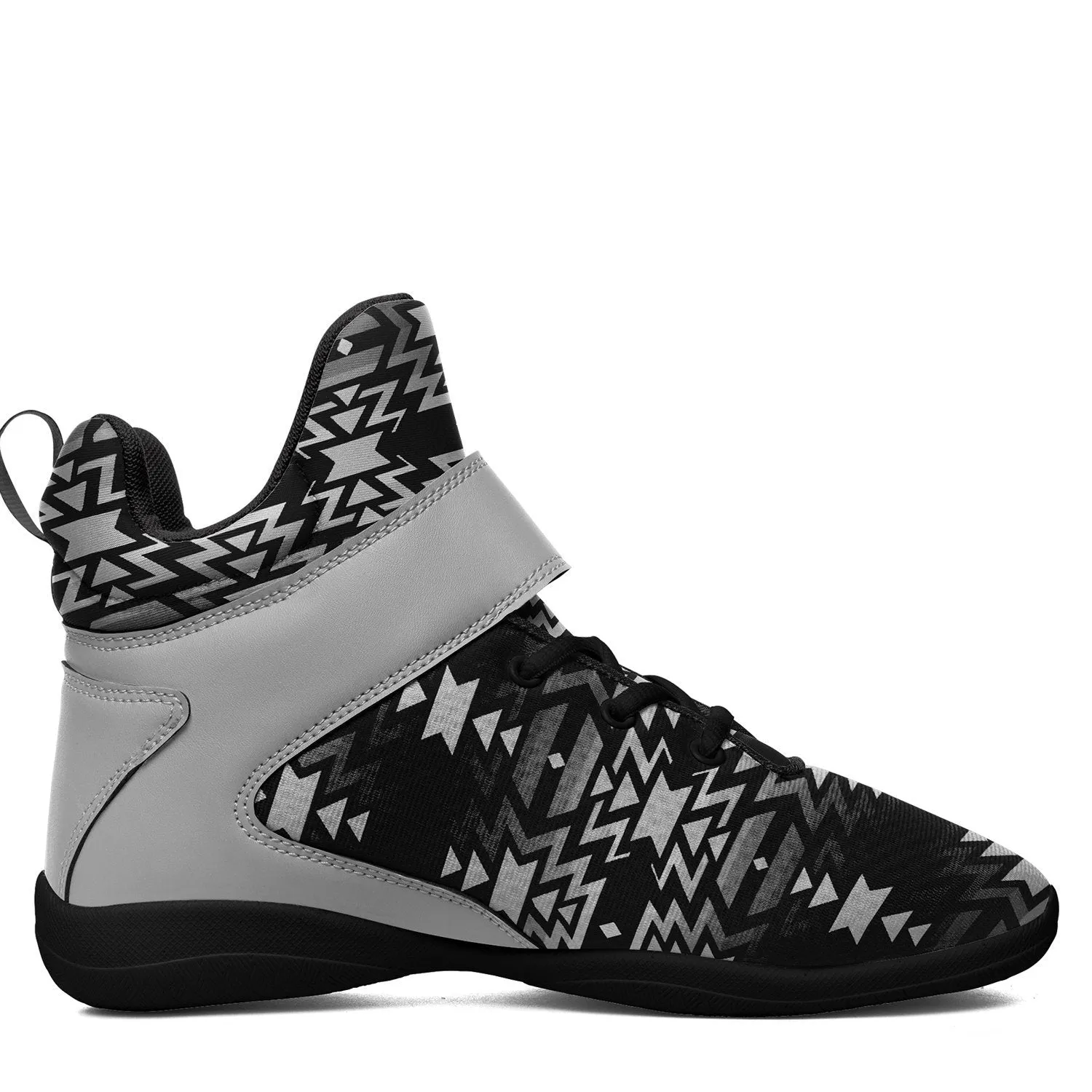 Black Fire Black and White Kid's Ipottaa Basketball / Sport High Top Shoes