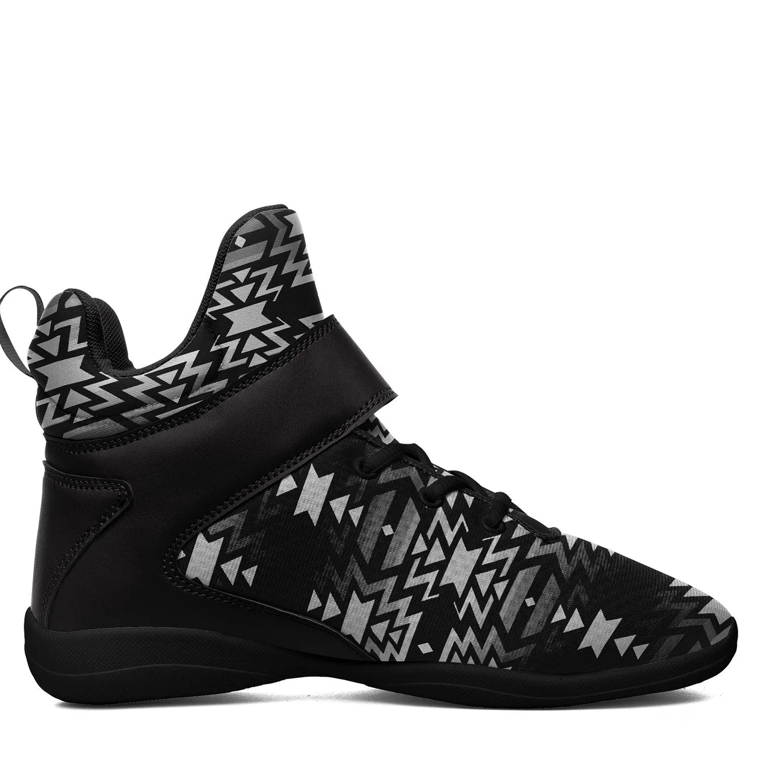 Black Fire Black and White Kid's Ipottaa Basketball / Sport High Top Shoes