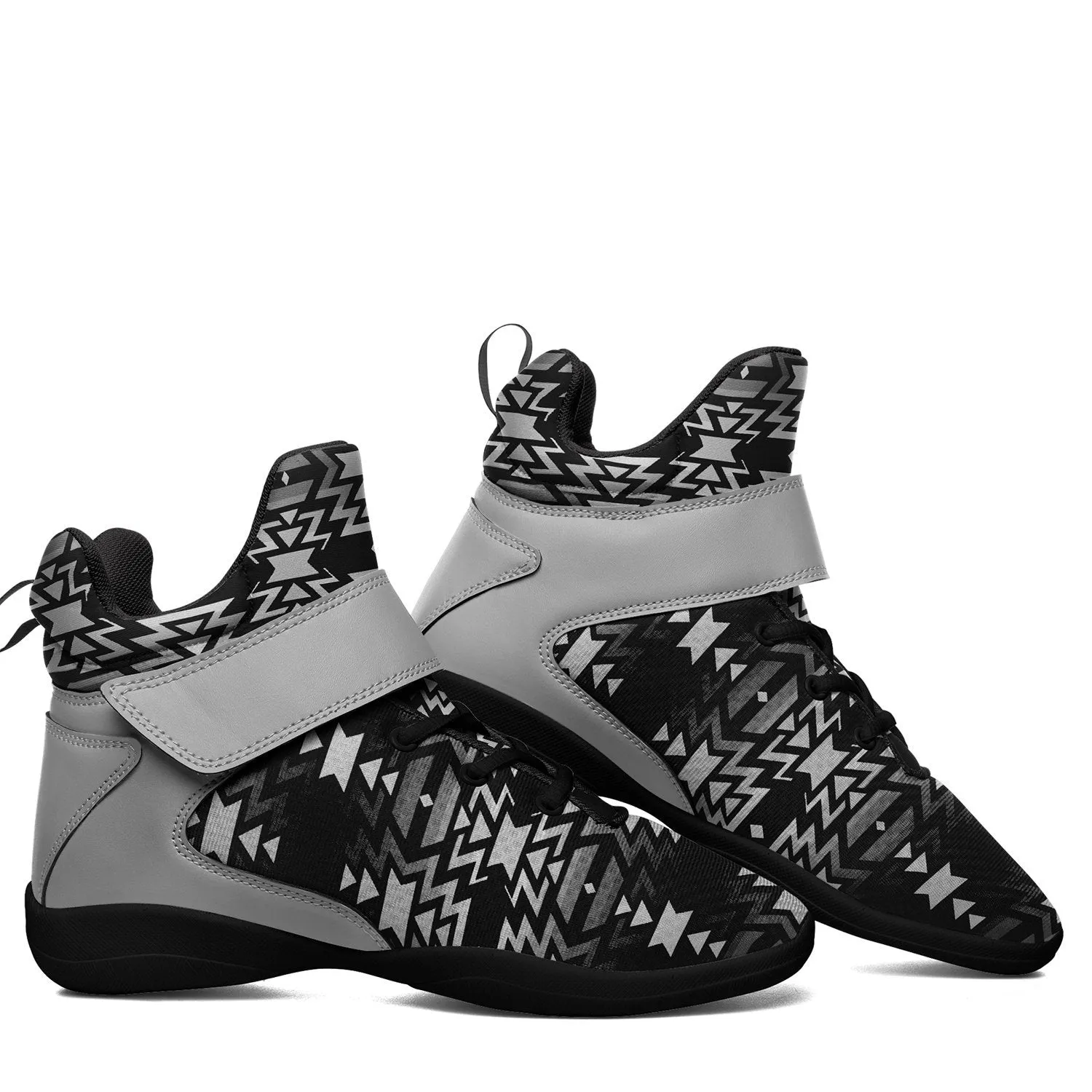 Black Fire Black and White Kid's Ipottaa Basketball / Sport High Top Shoes