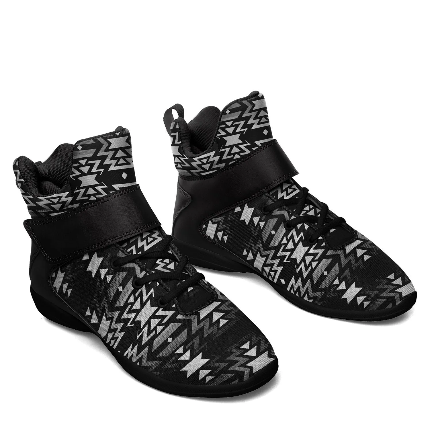 Black Fire Black and White Kid's Ipottaa Basketball / Sport High Top Shoes