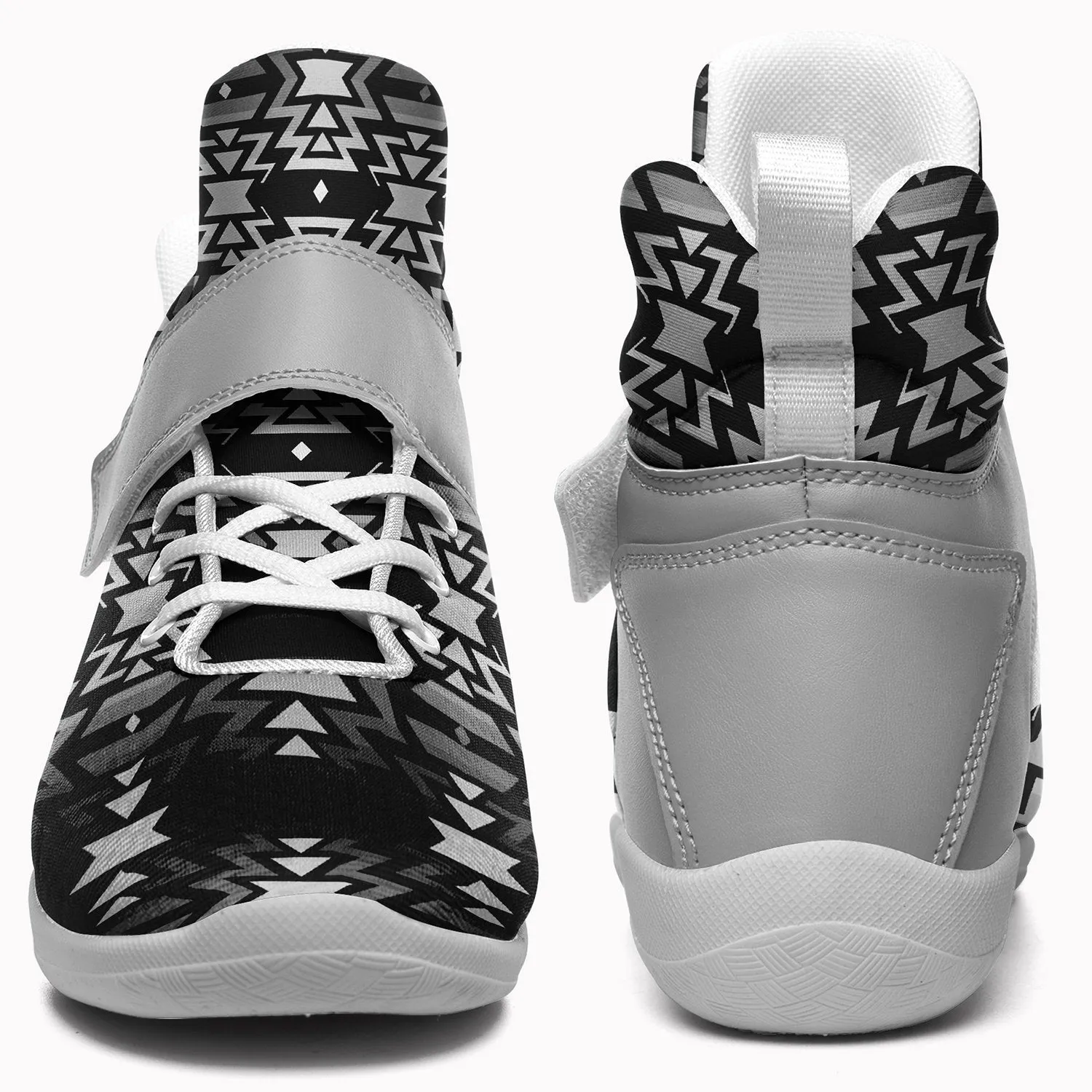 Black Fire Black and White Kid's Ipottaa Basketball / Sport High Top Shoes