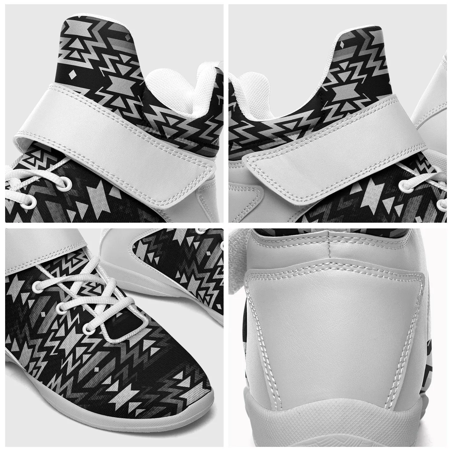 Black Fire Black and White Kid's Ipottaa Basketball / Sport High Top Shoes