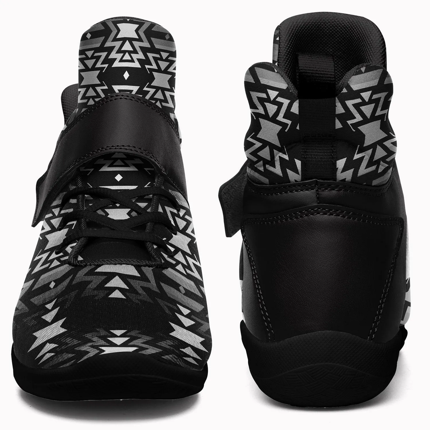 Black Fire Black and White Kid's Ipottaa Basketball / Sport High Top Shoes