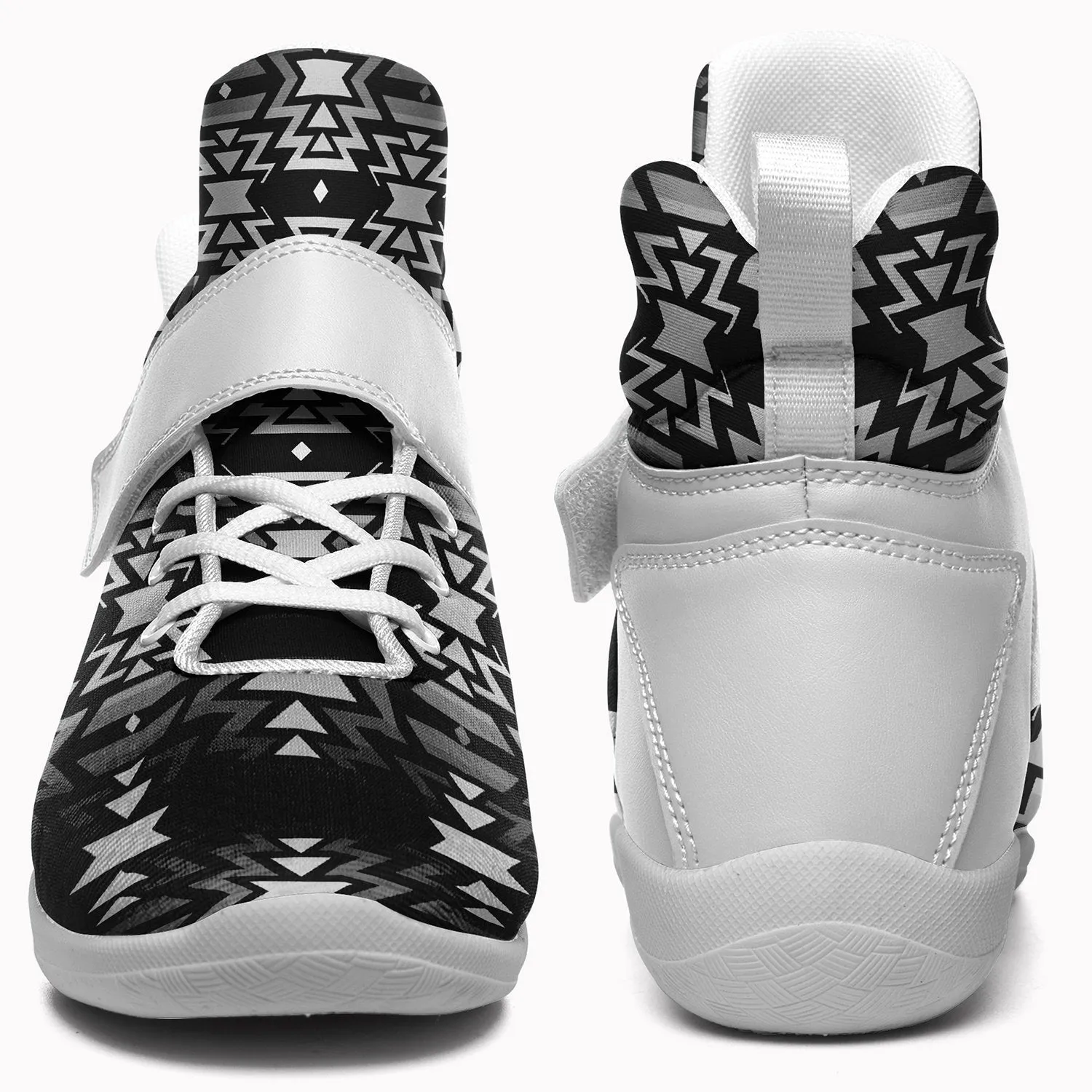 Black Fire Black and White Kid's Ipottaa Basketball / Sport High Top Shoes