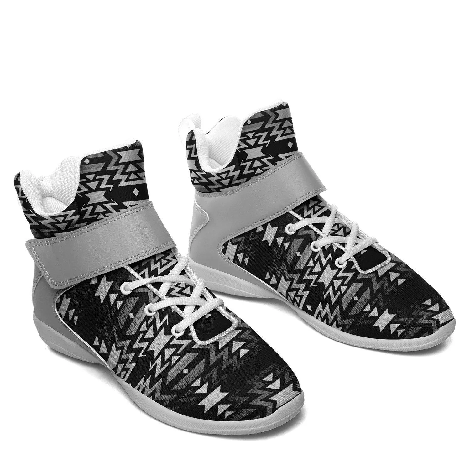 Black Fire Black and White Kid's Ipottaa Basketball / Sport High Top Shoes