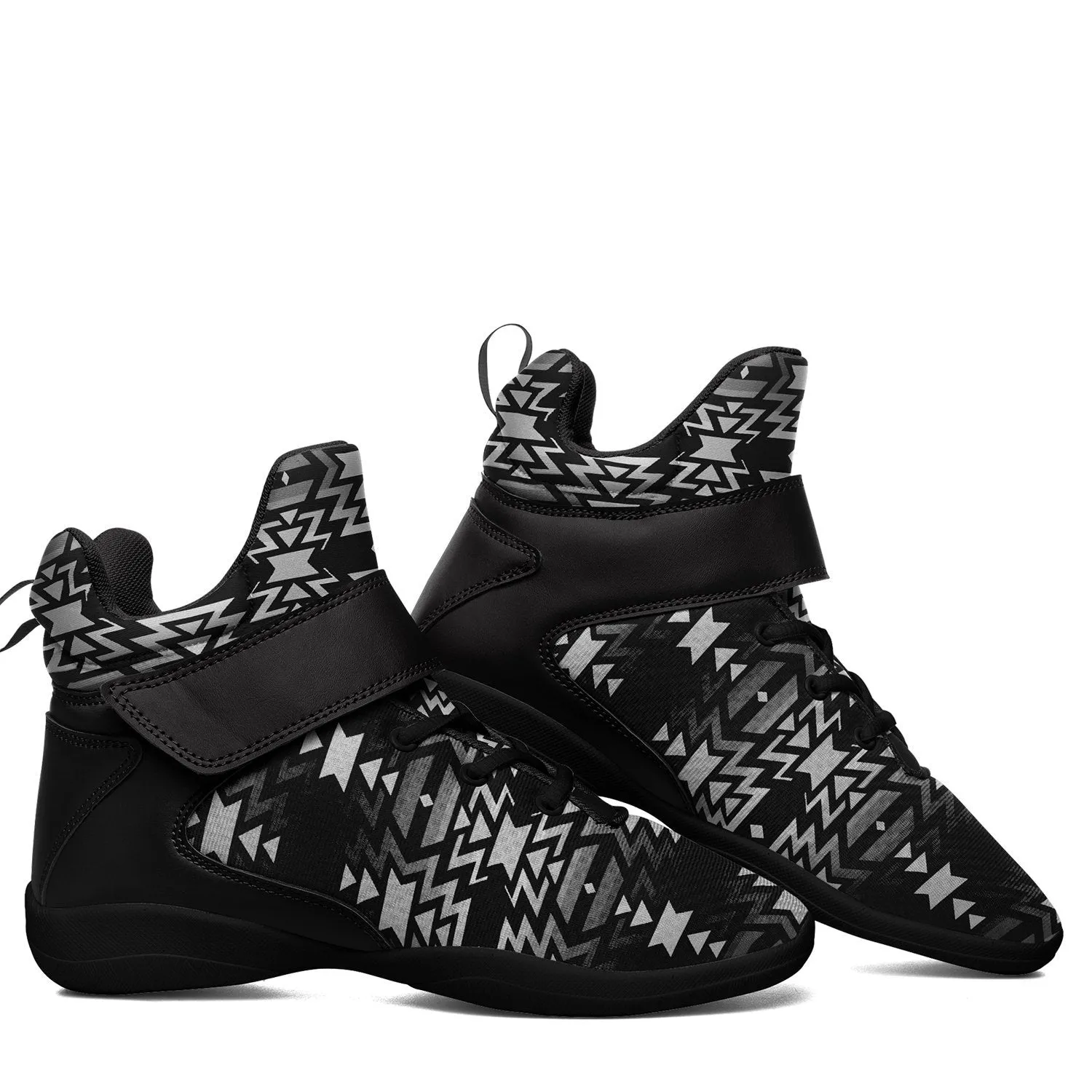 Black Fire Black and White Kid's Ipottaa Basketball / Sport High Top Shoes