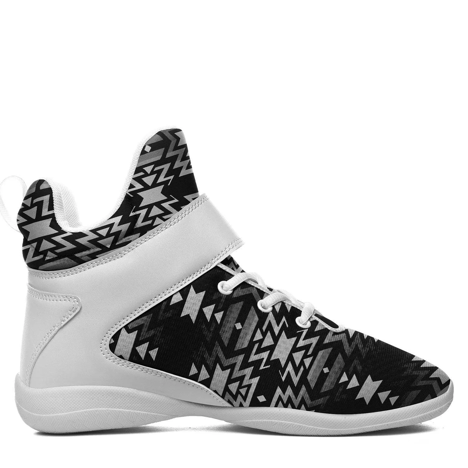 Black Fire Black and White Kid's Ipottaa Basketball / Sport High Top Shoes