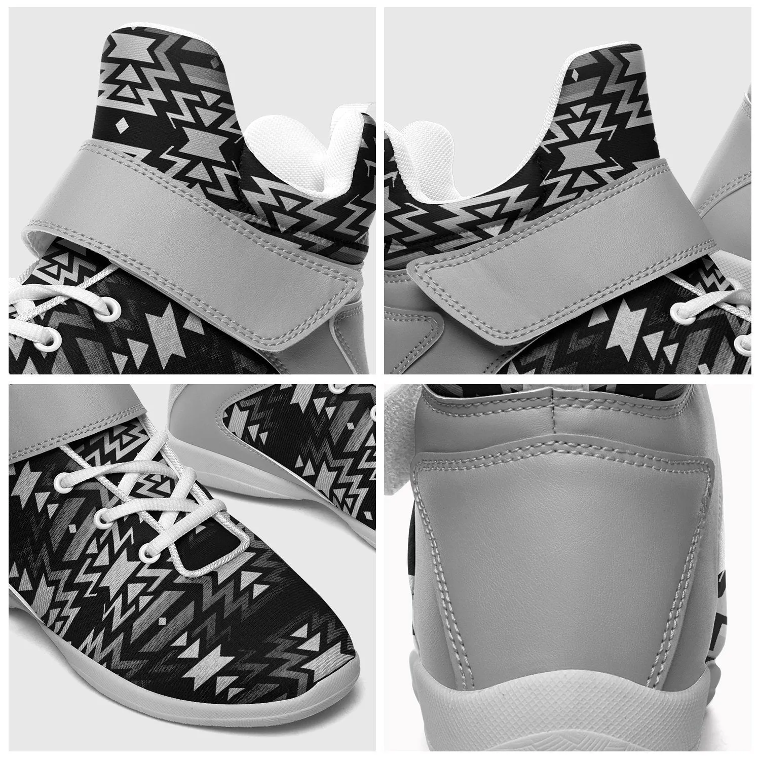 Black Fire Black and White Kid's Ipottaa Basketball / Sport High Top Shoes