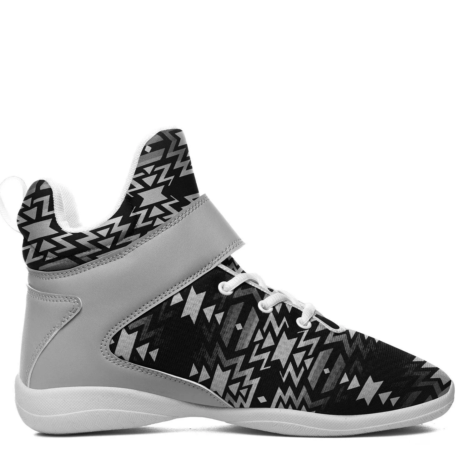 Black Fire Black and White Kid's Ipottaa Basketball / Sport High Top Shoes