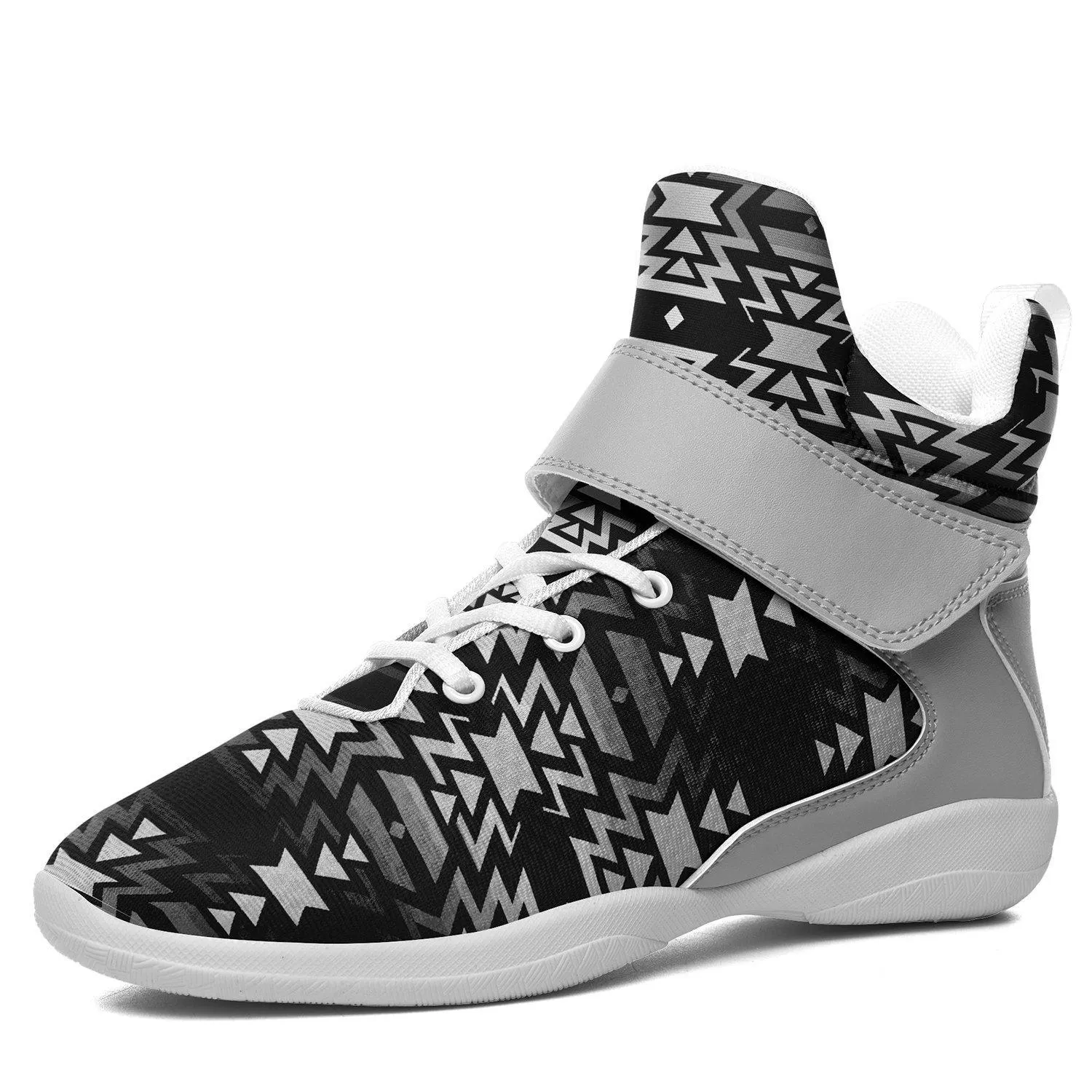 Black Fire Black and White Kid's Ipottaa Basketball / Sport High Top Shoes