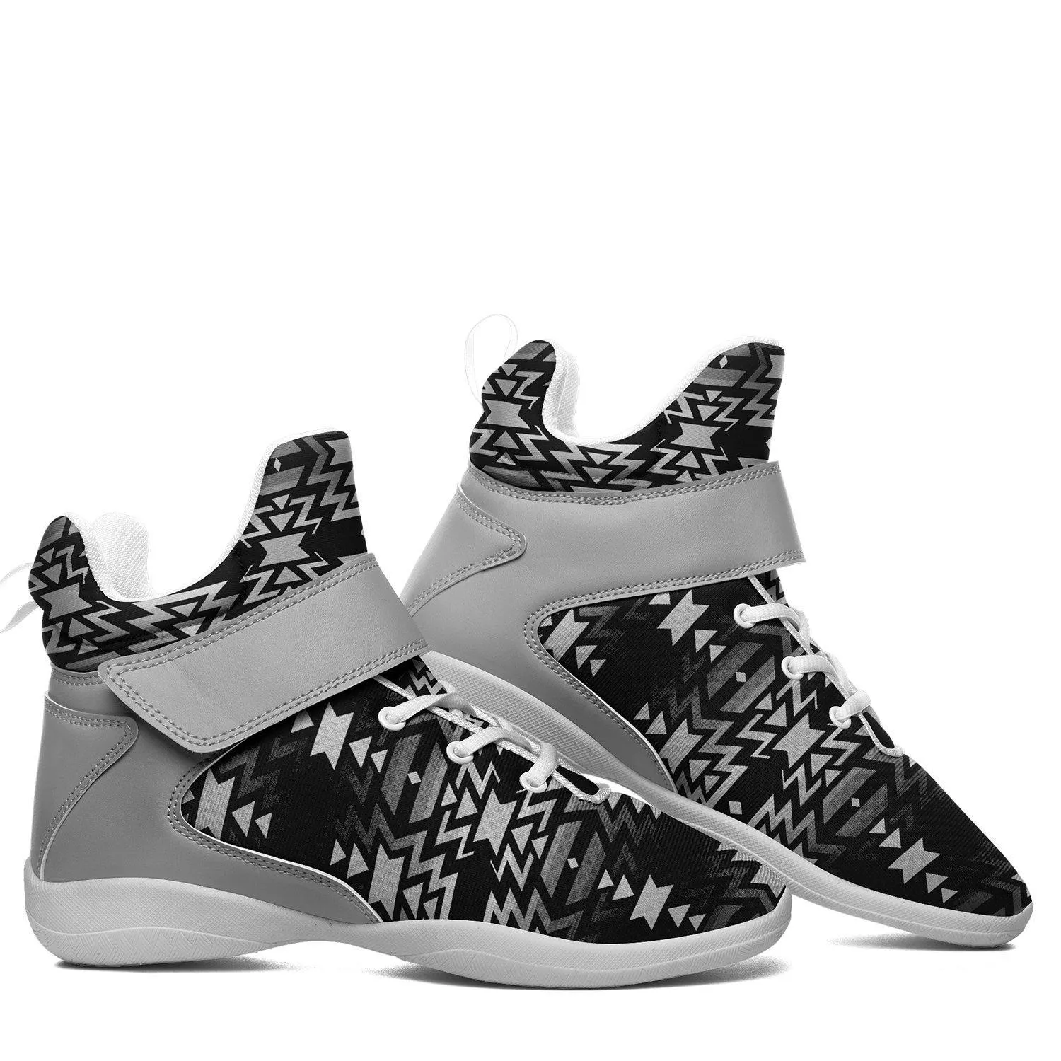 Black Fire Black and White Kid's Ipottaa Basketball / Sport High Top Shoes