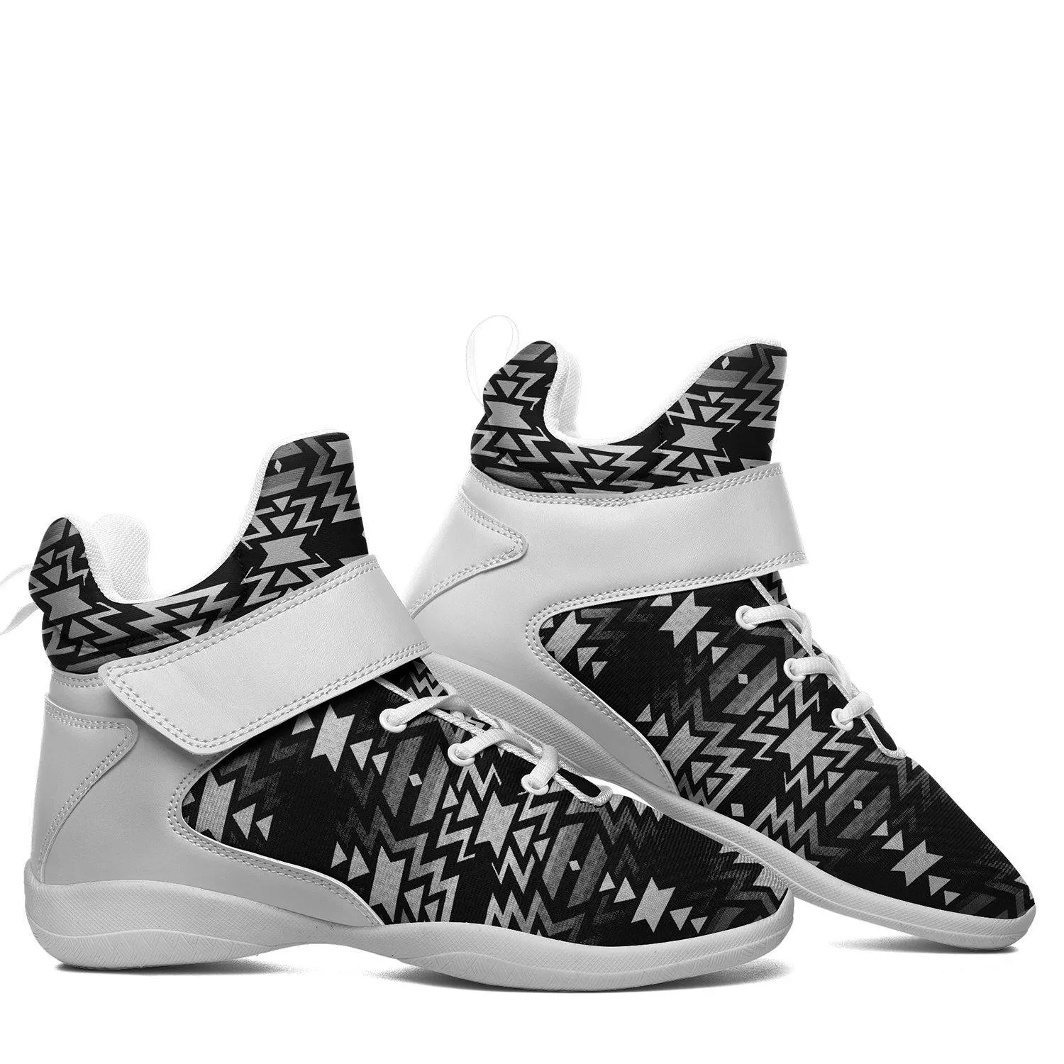 Black Fire Black and White Kid's Ipottaa Basketball / Sport High Top Shoes