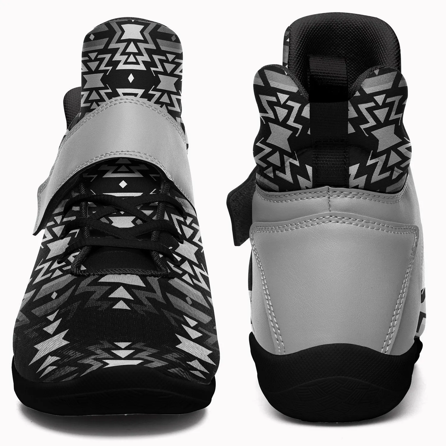 Black Fire Black and White Kid's Ipottaa Basketball / Sport High Top Shoes