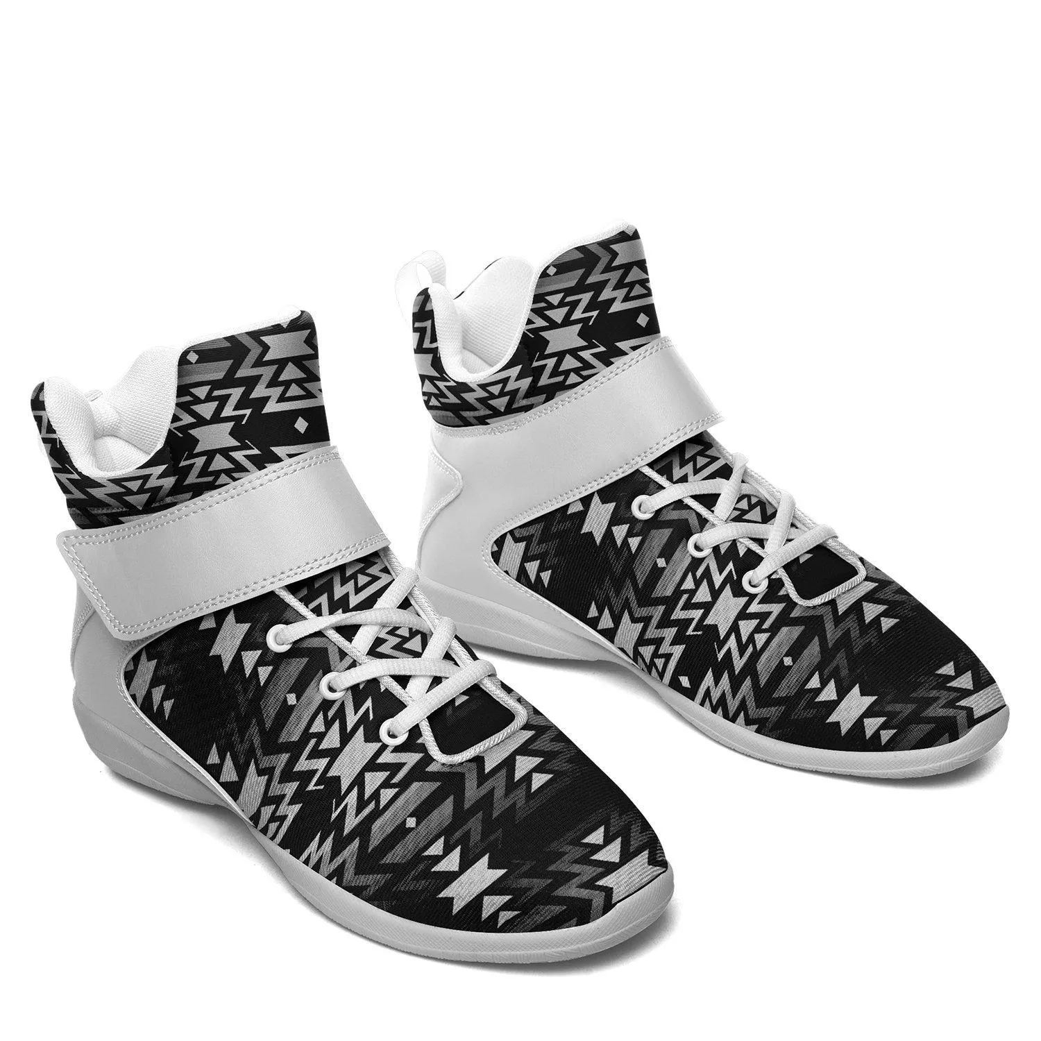 Black Fire Black and White Kid's Ipottaa Basketball / Sport High Top Shoes