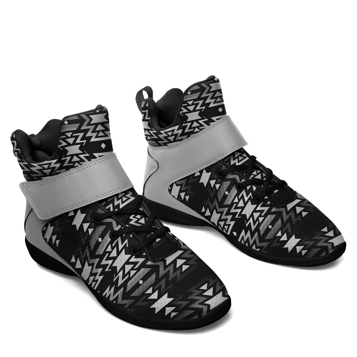 Black Fire Black and White Kid's Ipottaa Basketball / Sport High Top Shoes