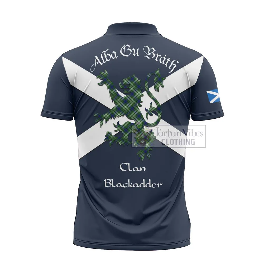 Blackadder Tartan Lion Rampant Zipper Polo Shirt Proudly Display Your Heritage with Alba Gu Brath and Clan Name