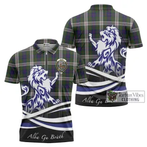 Blair Dress Tartan Zipper Polo Shirt with Alba Gu Brath Regal Lion Emblem