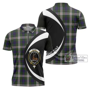 Blair Dress Tartan Zipper Polo Shirt with Family Crest Circle Style