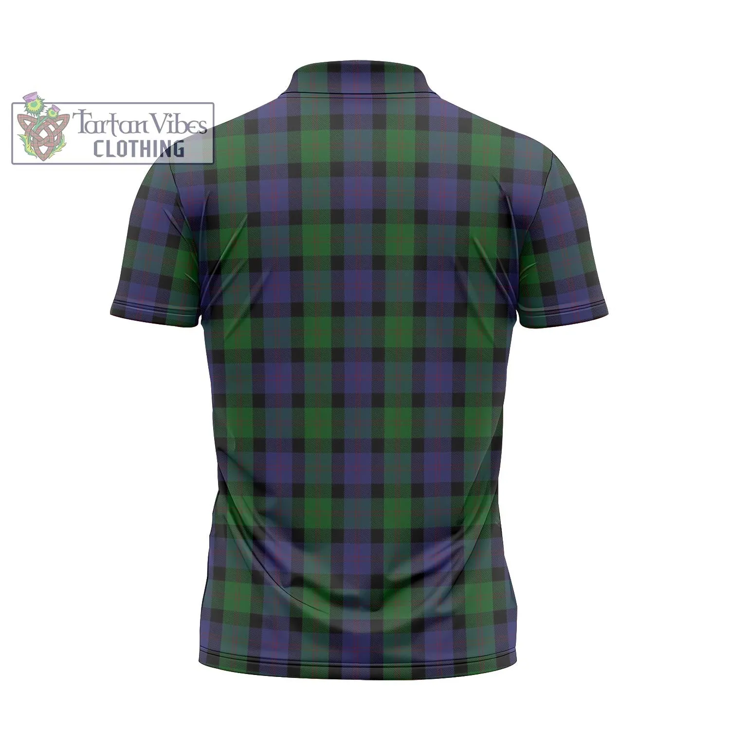 Blair Tartan Zipper Polo Shirt with Family Crest