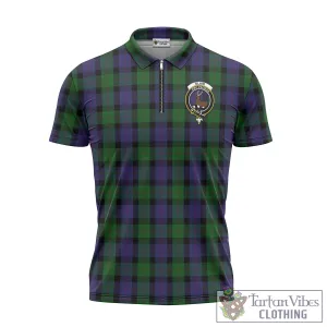 Blair Tartan Zipper Polo Shirt with Family Crest