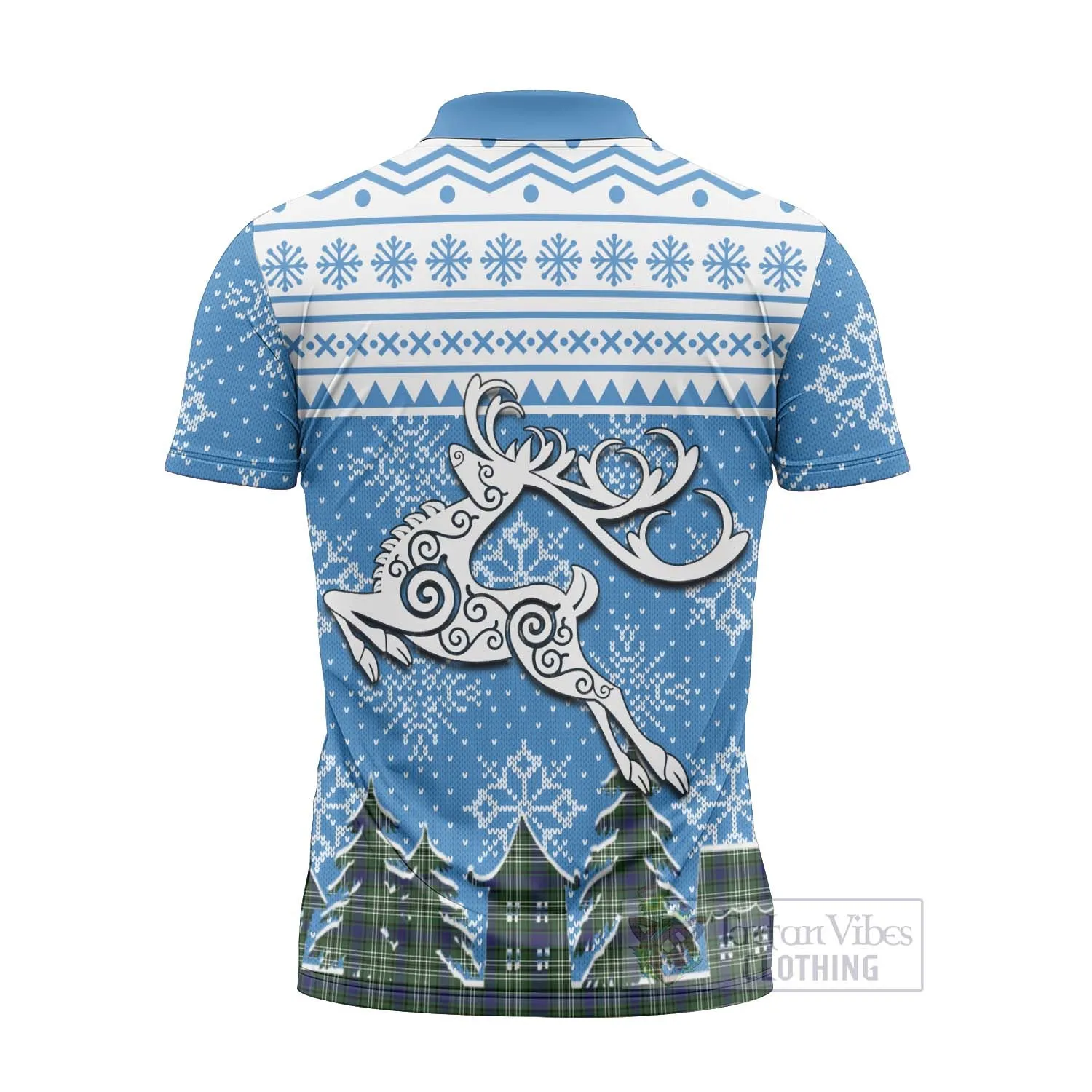 Blyth Clan Christmas Zipper Polo Shirt Celtic Reindeer Style