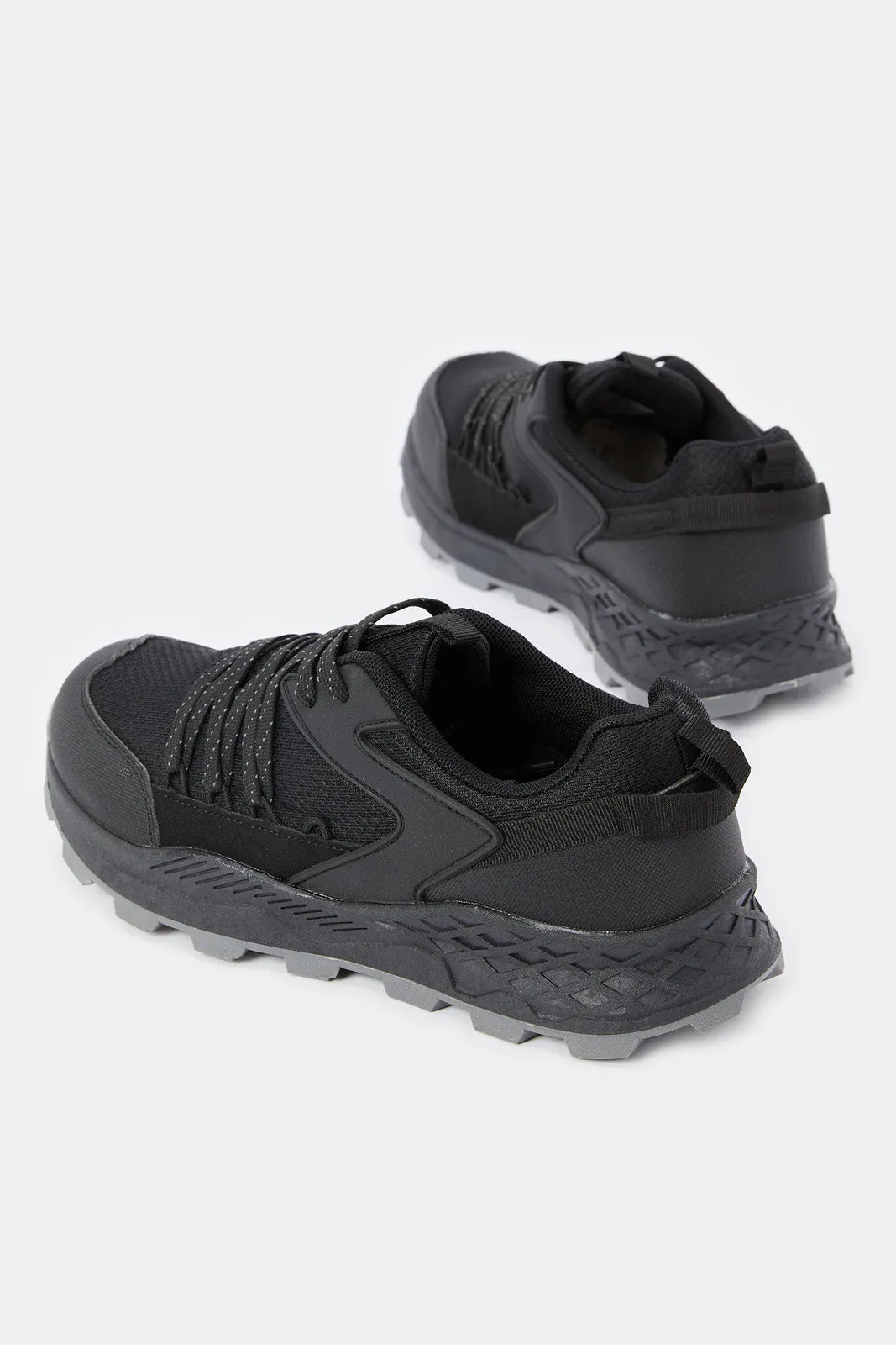 Boys Black Cut Out Upper Trekker