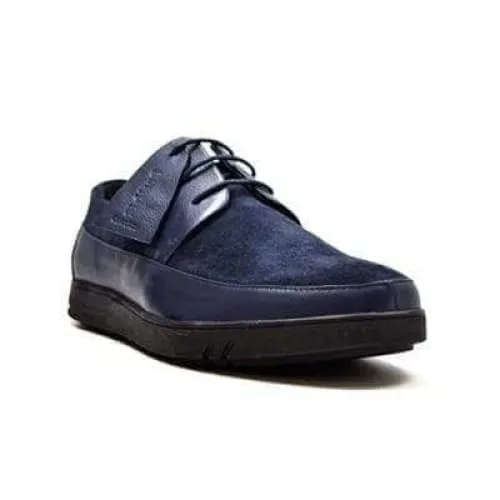 British Walkers Westminster Bally Style Men's Navy Blue Leather and Suede Low Top Sneakers