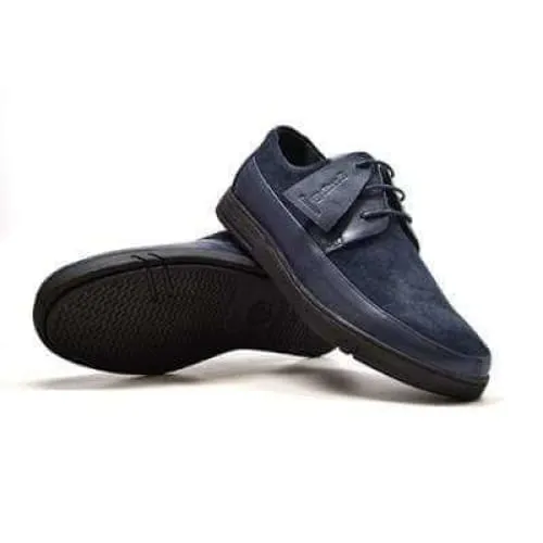 British Walkers Westminster Bally Style Men's Navy Blue Leather and Suede Low Top Sneakers