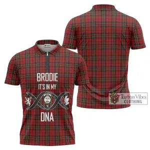 Brodie Tartan Zipper Polo Shirt with Family Crest DNA In Me Style