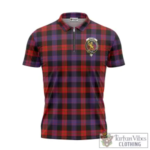 Brown (Broun) Tartan Zipper Polo Shirt with Family Crest