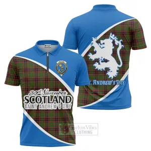 Buchan Family Crest Tartan Zipper Polo Shirt Celebrate Saint Andrew's Day in Style