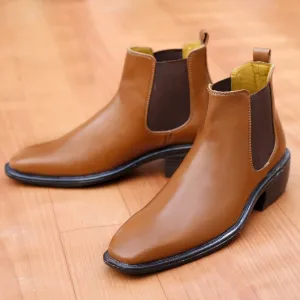 Bxxy's Hidden Height Vegan Leather Ultra Stylish Comfortable Slip-on Chelsea Boots for Men