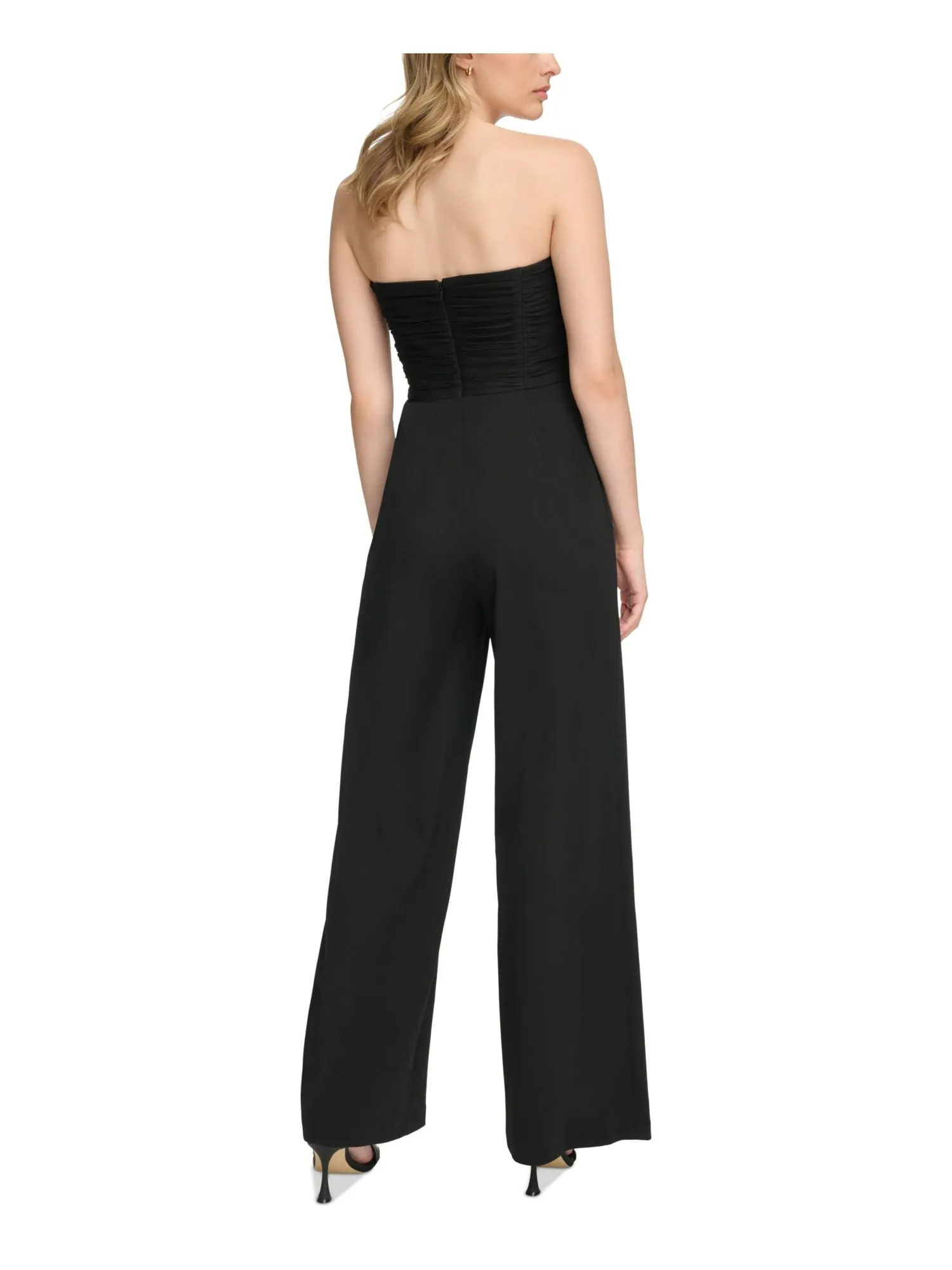 CALVIN KLEIN Womens Zippered Sleeveless Strapless Party High Waist Jumpsuit