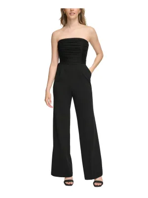 CALVIN KLEIN Womens Zippered Sleeveless Strapless Party High Waist Jumpsuit