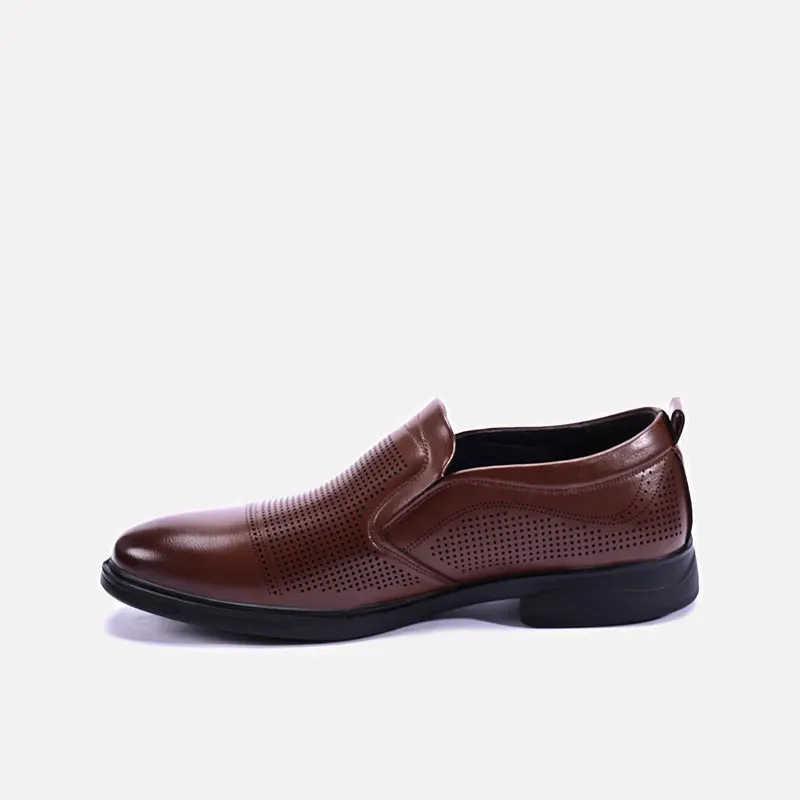 Camden Brown Slip On Perforated Dress Shoes 0111287