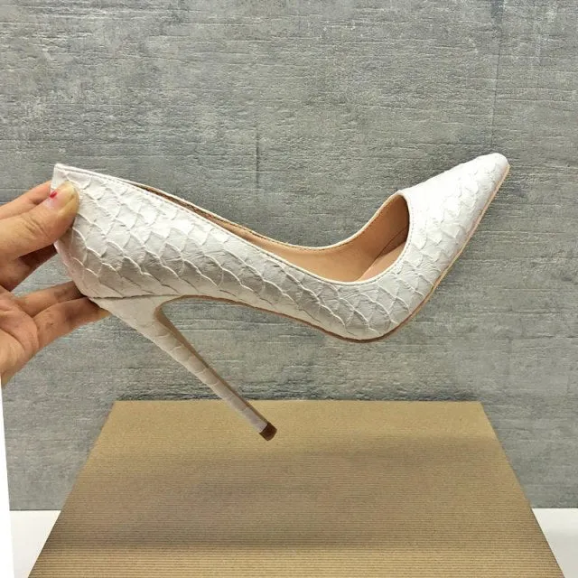 Chic CrocLuxe Pointed Toe Slip-on Heel Pumps