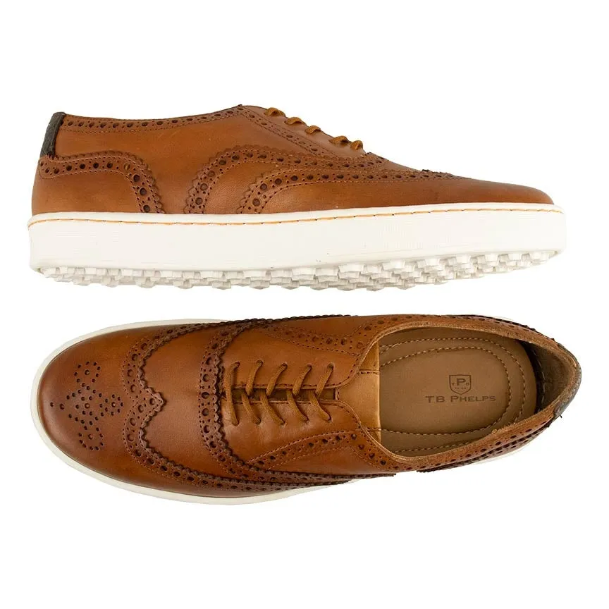 Clubhouse Wingtip Sheepskin Sneaker in Tan (Size 9 1/2) by T.B. Phelps