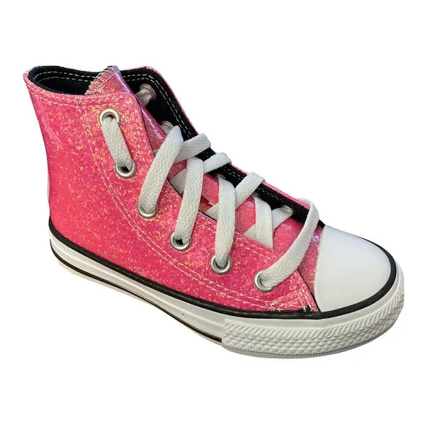 Converse scarpa sneakers da ragazza Chuck Taylor All Star Glitter  672098C rosa nero