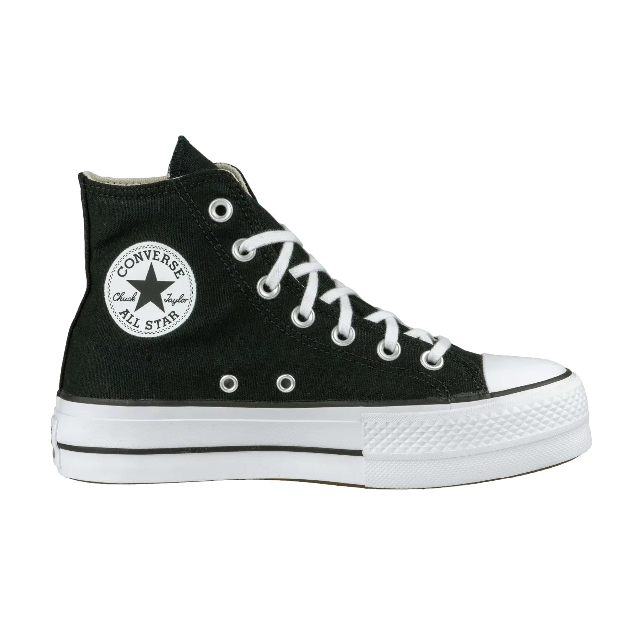 Converse scarpa sneakers in pelle da donna con zeppa Chuck Taylor All Star Platform LIFT Hi 560845C nero