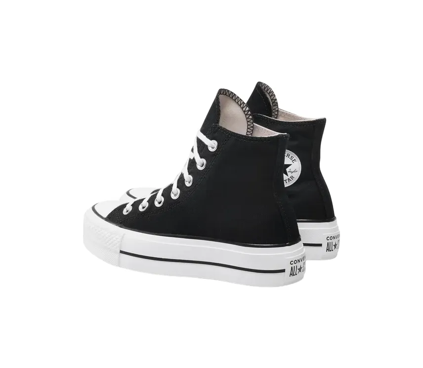 Converse scarpa sneakers in pelle da donna con zeppa Chuck Taylor All Star Platform LIFT Hi 560845C nero