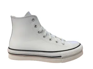 Converse sneakers alta in pelle sintetica con zeppa Chuck Teylor All Star Eva Lift HI A02486C bianco-nero