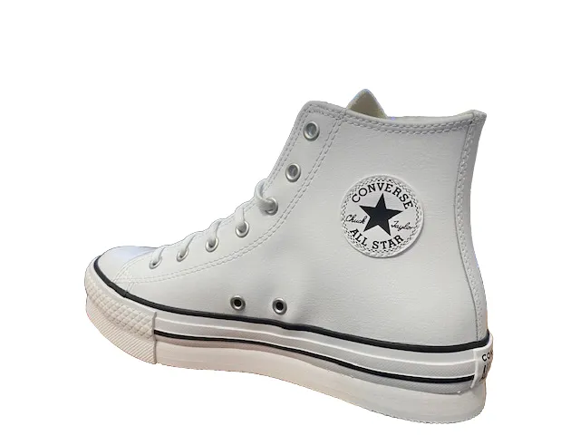 Converse sneakers alta in pelle sintetica con zeppa Chuck Teylor All Star Eva Lift HI A02486C bianco-nero