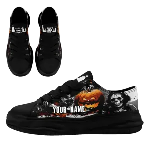 Corporate Gifts,Personalized Pumpkin Sneakers, Custom Bat Canvas Shoes, Comfy Gym Shoes, Unique Gift for Halloween