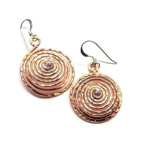 Crystal Embedded Copper Spiral Hoop Earrings