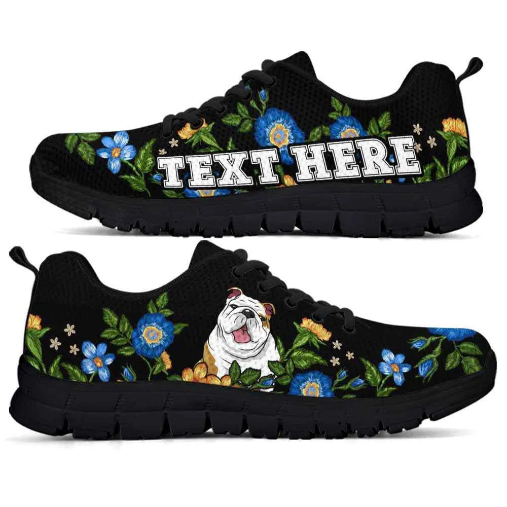 Custom Name Bulldog Sneaker, Bulldog Colorful Floral Flower Dog Lovers Sneakers Gym Running Shoes, Best Running Shoes