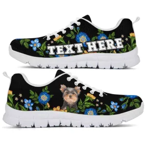 Custom Name Yorkshire Terrier Sneaker, Yorkie Colorful Floral Flower Dog Lovers Sneakers Gym Running Shoes, Best Running Shoes